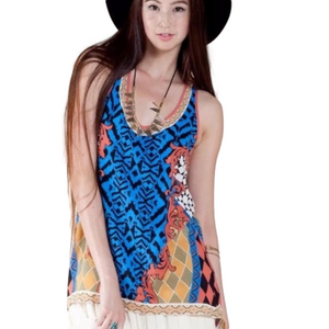 BILLY By Flying Tomato Aztec Boho Hi Low Tank Size Small